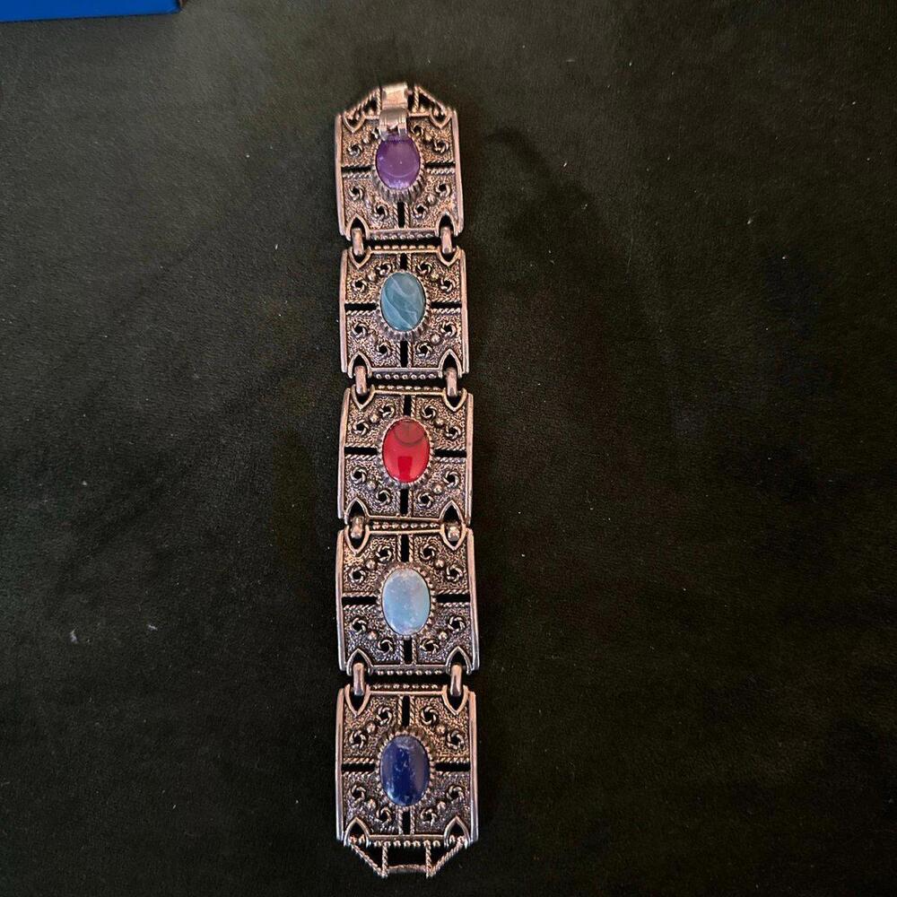 Vintage Sarah Coventry Genstone Flligree Bracelet